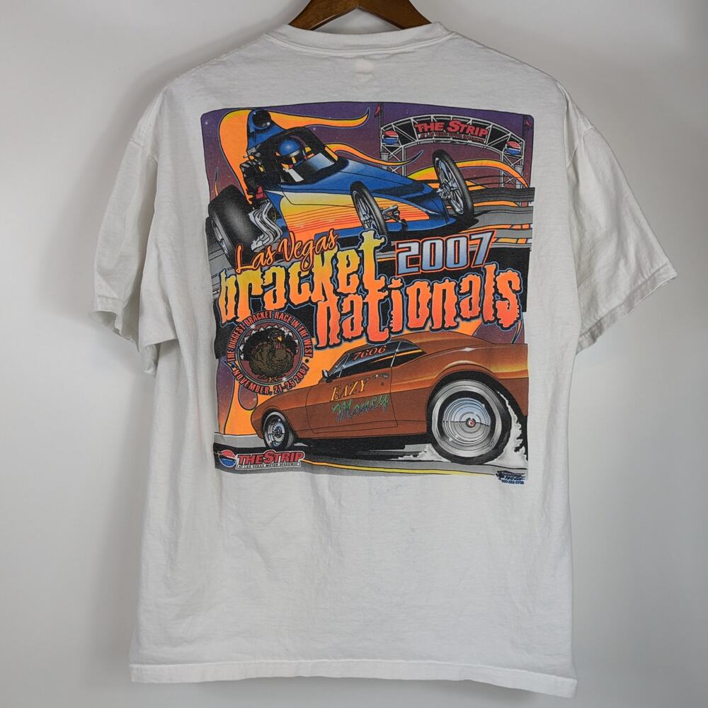 07 Mens Drag Racing L T-Shirt POOR Las Vegas Bracket Nationals Easy Money Strip